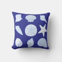 Throw Pillow in ocean blue with seashells