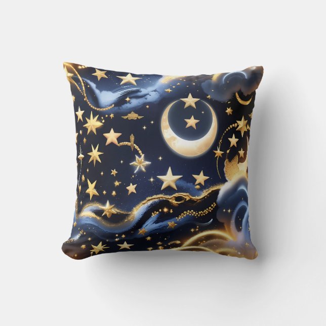 Coussin Throw Pillow – Luxury Celestial Moon Phases (Recto)