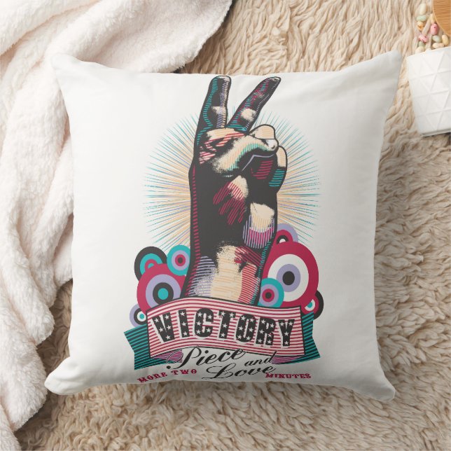 Coussin Throw Pillow – Victory Peace & Love Pop-Art Design (Couverture)