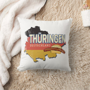 Coussin Thuringe Allemagne Rétro Carte de l'Etat Fédéral V