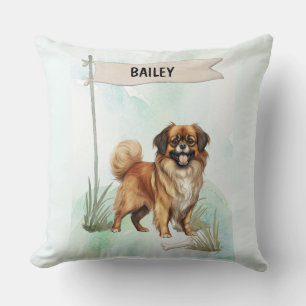 Coussin Tibérain Spaniel Aquarelle Chien Personnalisé