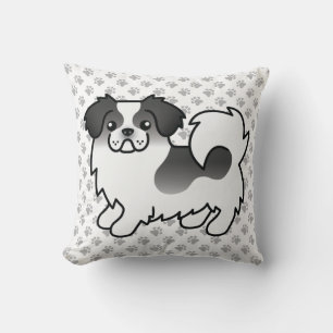 Coussin Tibétain Spaniel Parti-Color Noir Chien et Pattes