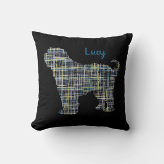 Coussin Tibétain Terrier Chien Deux Grilles Diverses Silho