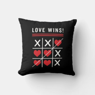 Coussin Tic Tac Toe Love gagne Anniversaire Saint-Valentin