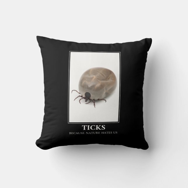 Coussin Ticks Parce Que La Nature Nous Hait - Parasite Fun (Recto)