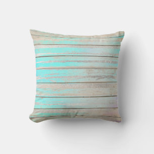 Coussin Tiffany Aqua Beach Accueil Blue Wood Grey Silver