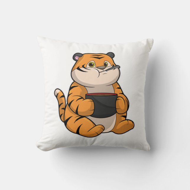 Coussin Tiger à manger avec Bowl (Recto)