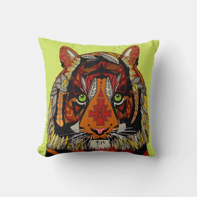 Coussin tiger chartreuse (Recto)
