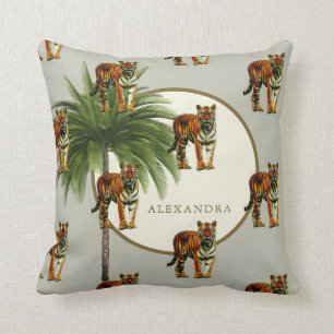 Coussin Tiger Motif Palm Tree Empreinte de léopard personn