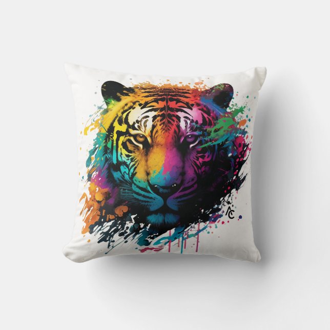 Coussin Tiger Neon Enk Splash (Recto)