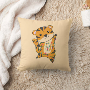 Coussin Tiger Noël Neige hiver Animaux Tiger Thailer Pi