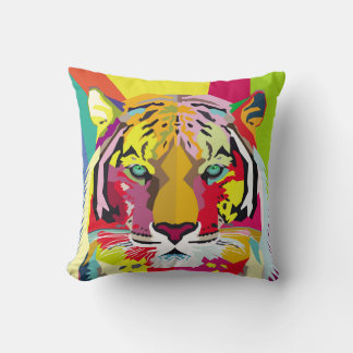 Coussin Tiger Pop Art Portrait, pop, tigre, animal, facial