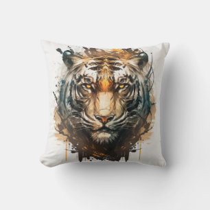 Coussin Tiger Portrait Animal Peinture Faune En Plein Air