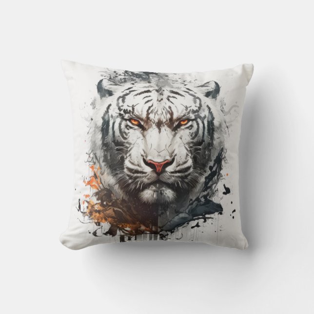 Coussin Tiger Portrait Animal Peinture Faune En Plein Air (Recto)