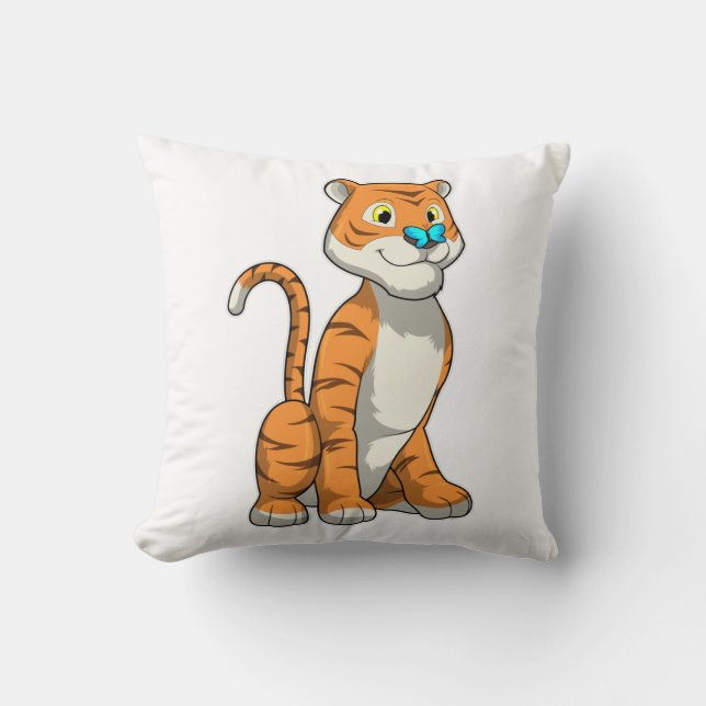 Coussin Tigre avec papillon (Recto)