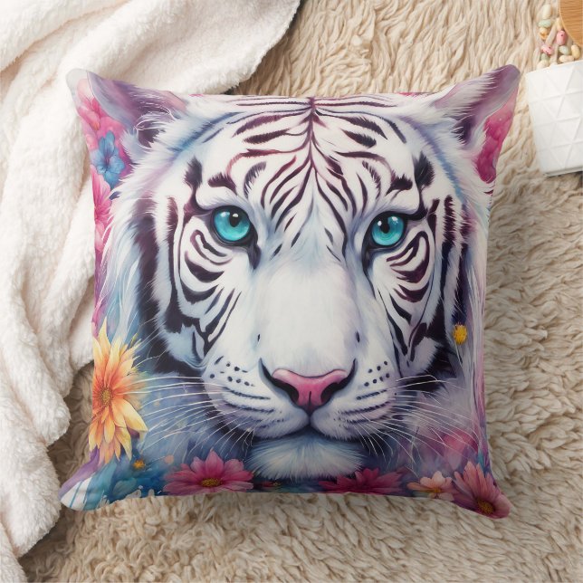 Coussin Tigre blanc -Oreiller (Couverture)