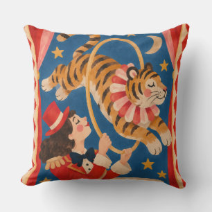 Coussin Tigre de cirque vintage et Funhaus de Monsieur Loy
