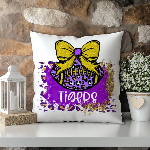 Coussin Tigre de football Or Violet Louisiane