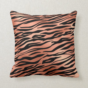 Coussin Tigre d'or rose Zebra Stripes fourrure