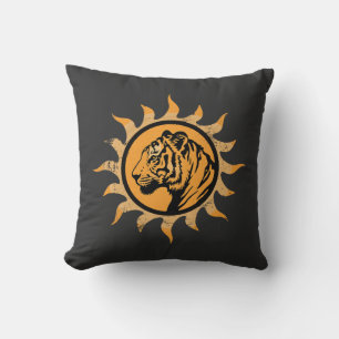 Coussin Tigre faunique vintage Soleil
