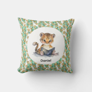 Coussin Tigre mignon lire un livre