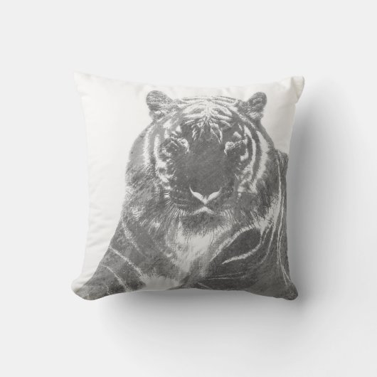 Coussin Tigre noir et blanc (Recto)