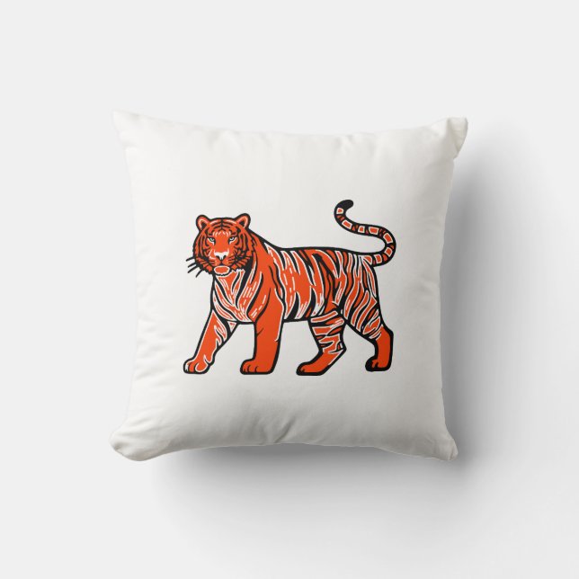 Coussin Tigre Orange Chaud  (Recto)