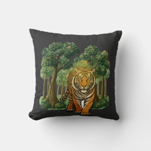 Coussin « Tigre sauvage dans la forêt – Jungle en lumière 