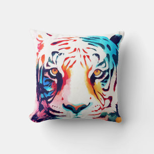 Coussin Tigre Sauvage Nature Animal Couleur Art Peinture