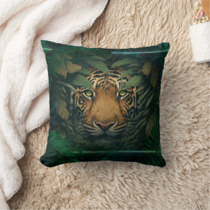 Coussin Tigre se cachant dans le feuillage