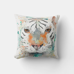 Coussin Tigre Wild Animal Nature Aquarelle Art Peinture