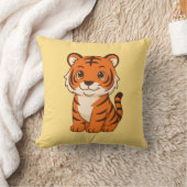 Coussin Tigreau mignon sur fond jaune (Couverture)