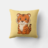 Coussin Tigreau mignon sur fond jaune (Verso)