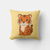 Coussin Tigreau mignon sur fond jaune (Recto)