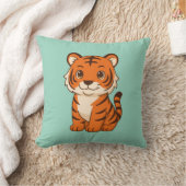 Coussin Tigreau mignon sur fond vert (Couverture)