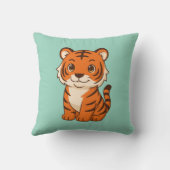 Coussin Tigreau mignon sur fond vert (Verso)