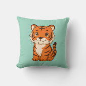 Coussin Tigreau mignon sur fond vert (Recto)
