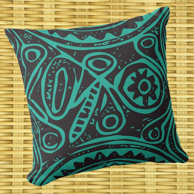 Coussin Tiki Motif Vintage mélanésien (Créateur téléchargé)