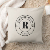 Coussin Timbre monogramme de famille Pastel Neutre Minimal (Couverture)