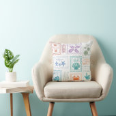 Coussin Timbres de poste de voyage (Chaise)