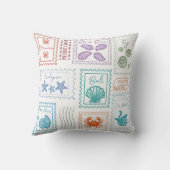 Coussin Timbres de poste de voyage (Verso)
