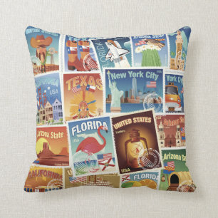 Coussin Timbres-poste des Etats-Unis