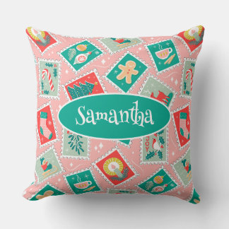 Coussin Timbres postés de Noël rétro
