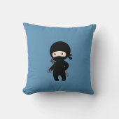 Coussin Tiny Ninja tenant l'étoile au volant sur le bleu (Recto)
