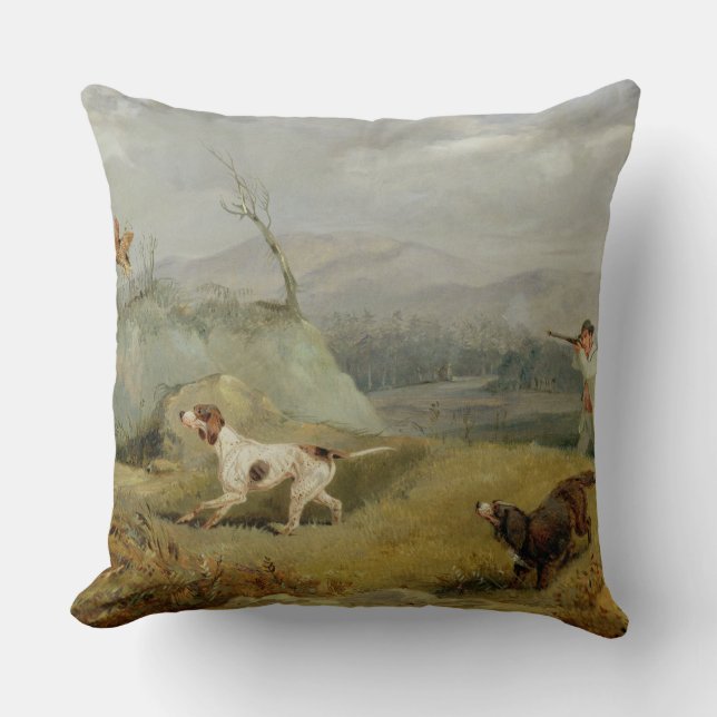 Coussin Tir de grouse (huile sur la toile) (Recto)