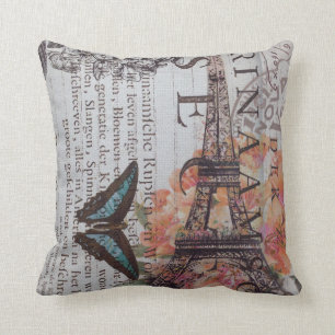 Coussin tirage de journaux chic Paris Tour Eiffel