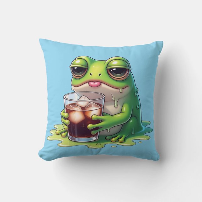 Coussin Tired Melted Frog Cute Throw Pillow Design (Recto)