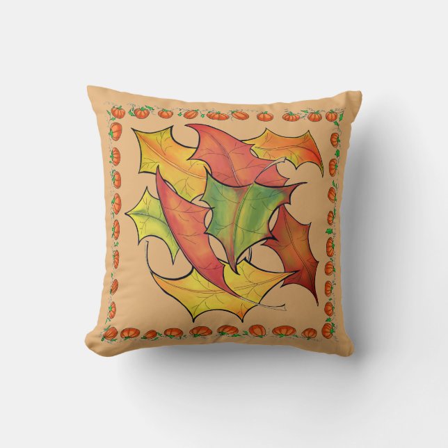 Coussin Tirer Des Feuilles D'Automne Illustration Colorée  (Recto)