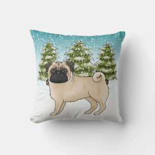 Coussin Tireur Carlin Mignon Chien de Dessin Animé Forêt e