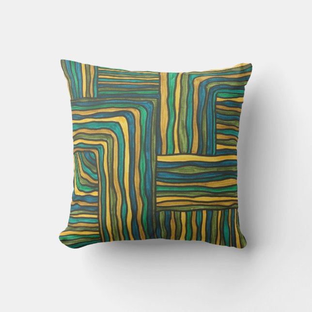 Coussin Tissage couleur bleu vert-moderne Motif géométriqu (Recto)